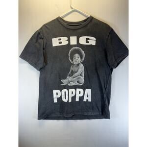 Notorious B.I.G. Big Poppa Baby Biggie Acid Washed Graphic T-Shirt Grey Unisex M